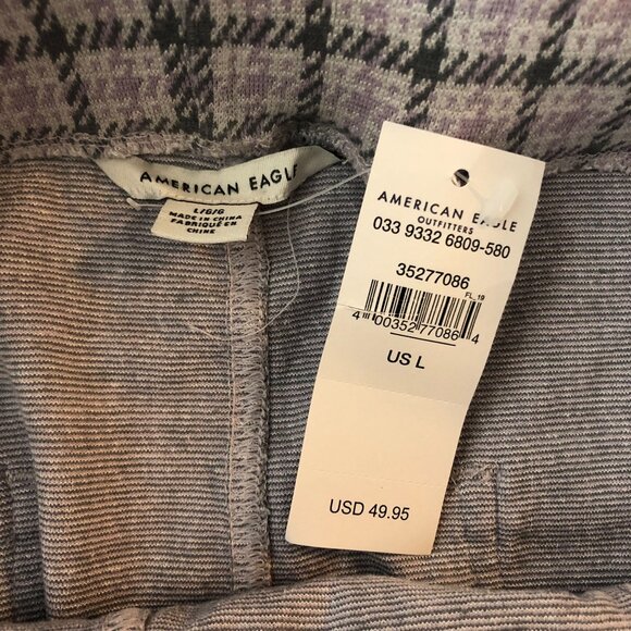 American Eagle Super Hi-Rise Stretch Skirt Mini Plaid Pull On Pockets Size L - Picture 4 of 5